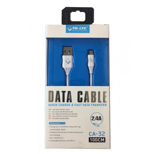 V8 USB Data Cable TD-CA32 White